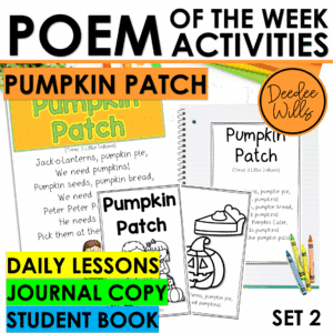 Pumpkin Patch Poem for Kindergarten & 1st Grade w Activities & Fluency Lesson