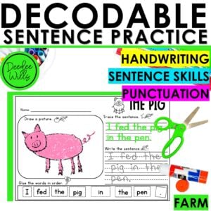 Farm Animal Copy Sentence Worksheets Unscramble & Build a Sentence Cut and Paste