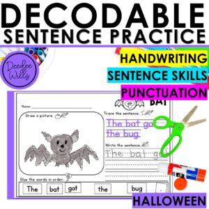 Halloween Decodable CVC Worksheets Unscramble the Sentence Cut and Paste