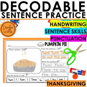 Thanksgiving Sentence Scramble Copy and Build a Sentence Cut and Paste Worksheet