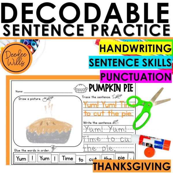 Thanksgiving Sentence Scramble Copy and Build a Sentence Cut and Paste Worksheet