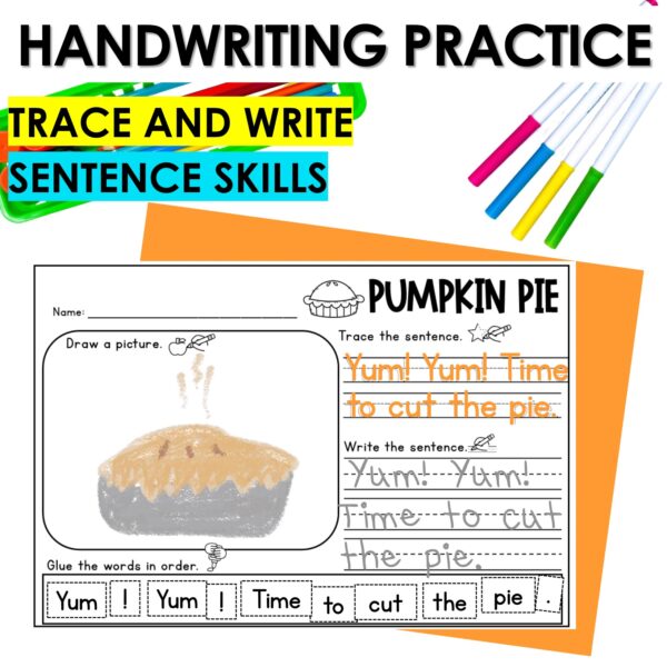 Thanksgiving Sentence Scramble Copy and Build a Sentence Cut and Paste Worksheet - Image 3