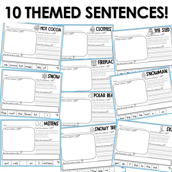 Winter Decodable Sentence Scramble Build a Sentence Cut and Paste Worksheets - Image 4