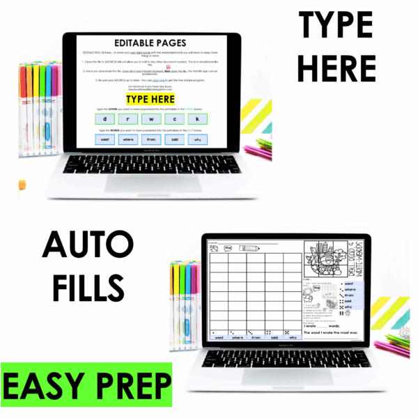 Roll and Write Editable Sight Word Worksheets Alphabet Letters Practice Bundle - Image 5