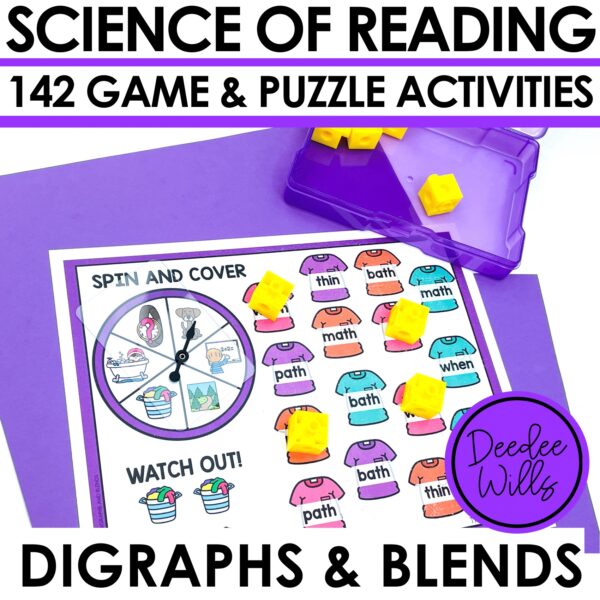 UFLI Centers & UFLI Games for Kindergarten for Blends Digraphs SOR UFLI Centers & UFLI Games for Kindergarten for Blends Digraphs SOR UFLI Centers & UFLI Games for Kindergarten for Blends Digraphs SOR UFLI Centers & UFLI Games for Kindergarten for Blends Digraphs SOR Share Description These Aligned UFLI Centers & UFLI Games are for Kindergarten and First Grade students. Designed with the Science of Reading methodology in mind, this comprehensive set of blends & digraph words literacy centers, activities, and games are aligned with UFLI standards, ensuring your kindergarten and first-grade students receive the most effective phonics instruction. ⭐️⭐️⭐️SAVE MONEY ⭐️⭐️⭐️WITH THIS SCIENCE OF READING LITERACY CENTER BUNDLE ⭐️⭐️⭐️FOR A LIMITED TIME UFLI Games & UFLI Centers for Kindergarten Science of Reading Phonics Centers UFLI CENTERS AND GAMES ALIGNED WITH LESSONS: 35b short a advanced review 36b short i advanced review 37b short o advanced review 38b short a, i, o advanced review 39b short u advanced review 40b short e advanced review 41b short vowel advanced review 41c short vowel advanced review 44 sck /k/ 45 sh /sh/ 46 voiced th /th/ 47 unvoiced th /th/ 48 ch/ ch/ 49 Digraphs Review 1 50 wh /w/, ph /f/ Each unit will have 10 Different Science of Reading Literacy Activities or games. This unit has over 90 pages of literacy center activities you can use right now in your kindergarten or first grade classroom. This digraphs and blends literacy center is massive with: 31 board games 20 puzzles 52 sound strips! 45 word building cards 3 sorting sets! Science of Reading Digraphs and Blends 7 Race to Trace Digraphs and Blends Words 14 CVCeFamily sound puzzles 9 Spin and Cover Games 52 Digraphs and Blends spelling work mats 7 Spin and Write Games 7 Spin and Read Games 3 Sets of Does it Match? 45 Digraphs and Blends Word Building Cards 6 Build a Picture Puzzles 7 Clean Sweep Games Q: Is this aligned with our Science of Reading Curriculum? A: Yes! However, you can use this with any phonics-based reading program. This resource has not been endorsed by UFLI. These activities simply align with the UFLI scope and sequence. These activities provide a supplemental set of activities and games that you can use in your classroom. Report this resource to TPT Reported resources will be reviewed by our team. Report this resource to let us know if this resource violates TPT's content guidelines. UFLI Centers & UFLI Games for Kindergarten for Blends Digraphs SOR