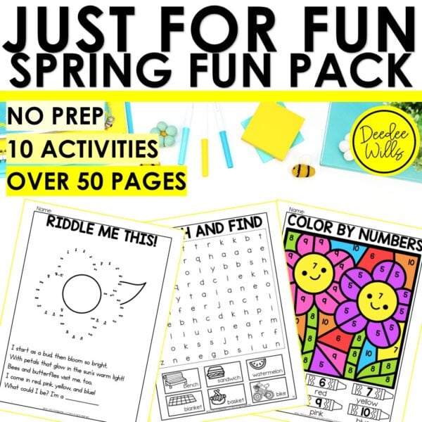 Spring Fun Packet Word Search Puzzles Dot to Dot Mazes Tracing Color Activities