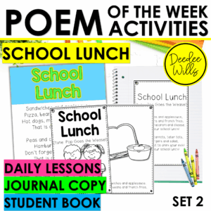 School Lunch Poetry for Kindergarten & 1st Grade w Activities & Fluency Lessons