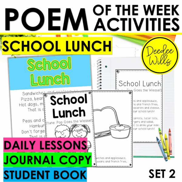 School Lunch Poetry for Kindergarten & 1st Grade w Activities & Fluency Lessons