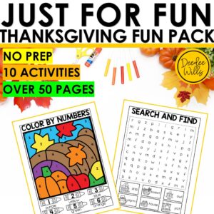Thanksgiving Fun Packet Dot to Dot Mazes Tracing November Fall Color Activities