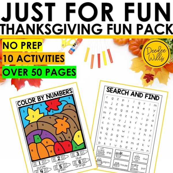Thanksgiving Fun Packet Dot to Dot Mazes Tracing November Fall Color Activities