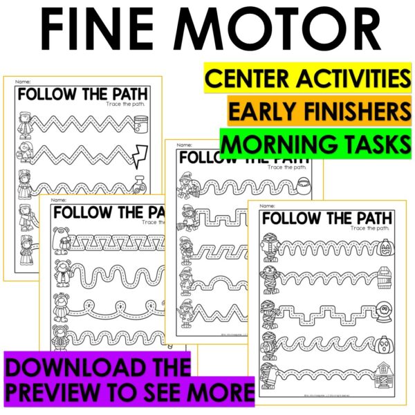 Halloween Fun Packet Dot to Dot Mazes Fine Motor Tracing Fall Color Activities - Image 4