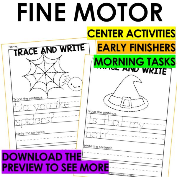 Halloween Fun Packet Dot to Dot Mazes Fine Motor Tracing Fall Color Activities - Image 5