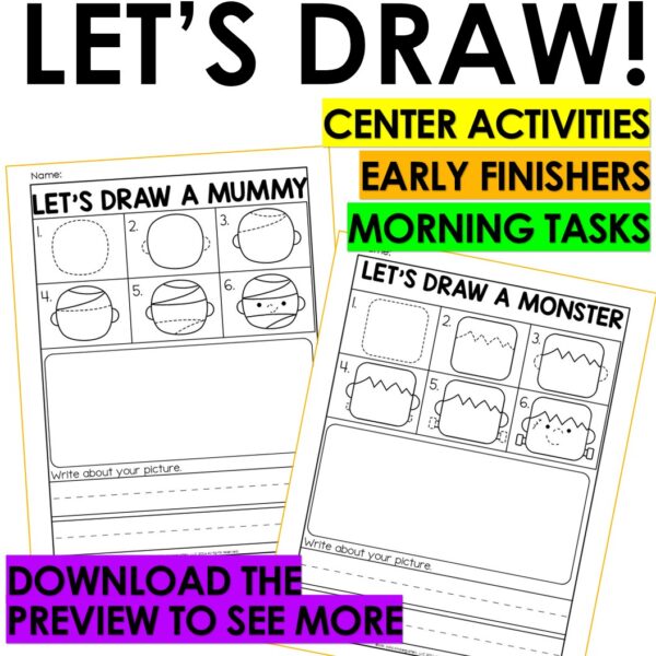Halloween Fun Packet Dot to Dot Mazes Fine Motor Tracing Fall Color Activities - Image 8