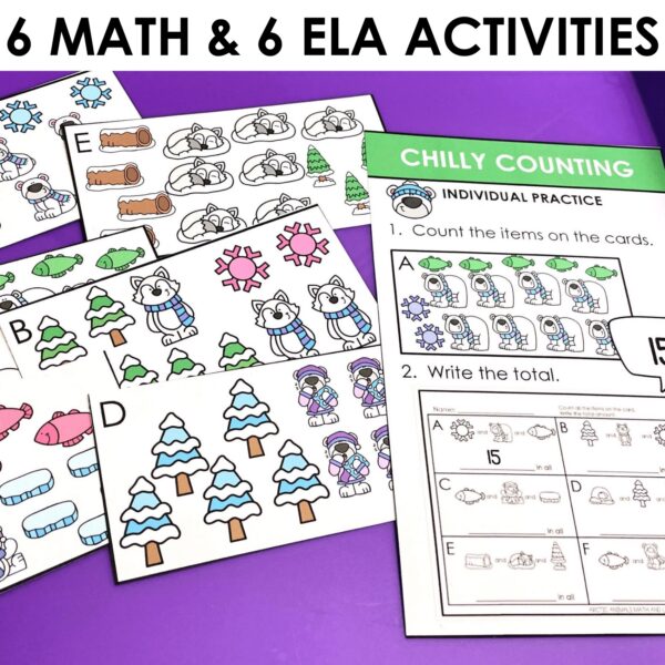 Arctic Animals Math & Literacy Games Winter Animals Kindergarten Centers Unit - Image 2