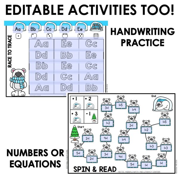 Arctic Animals Math & Literacy Games Winter Animals Kindergarten Centers Unit - Image 3