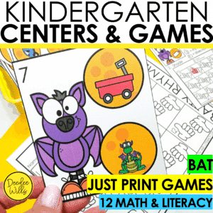 Bat Kindergarten Activities, Centers, & Games - Math & Literacy Halloween Fun