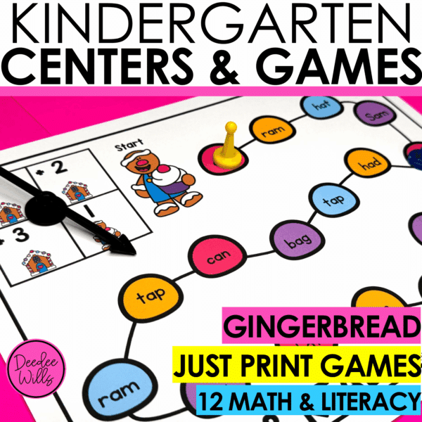 Gingerbread Man Math Centers & Phonics Literacy Games Activities Kindergarten