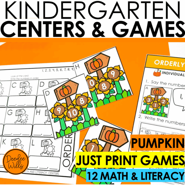 Pumpkin Kindergarten Activities, Centers, & Games - Math & ELA Literacy Fall Fun