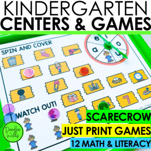 Scarecrow Math Centers & Phonics Literacy Games Fall Activities for Kindergarten