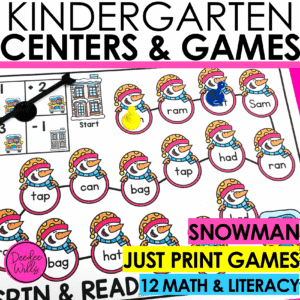 Snowman ELA Phonics Literacy & Math Games Centers Theme Activities Kindergarten