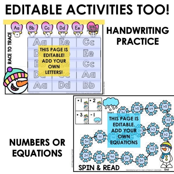 Snowman ELA Phonics Literacy & Math Games Centers Theme Activities Kindergarten - Image 3
