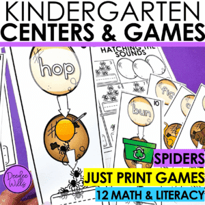 Halloween Comparing Numbers & Counting Math Literacy Games Kindergarten Spiders