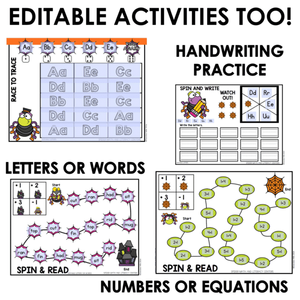 Halloween Comparing Numbers & Counting Math Literacy Games Kindergarten Spiders - Image 3