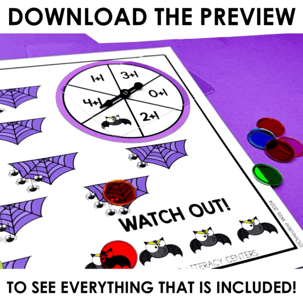 Halloween Comparing Numbers & Counting Math Literacy Games Kindergarten Spiders - Image 2