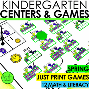 Spring Phonics Literacy Games and Spring Math Centers for Kindergarten