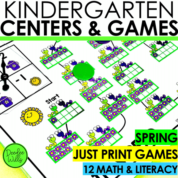 Spring Phonics Literacy Games and Spring Math Centers for Kindergarten