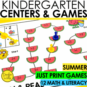 Summer Phonics Literacy Games and Spring Math Centers for Kindergarten