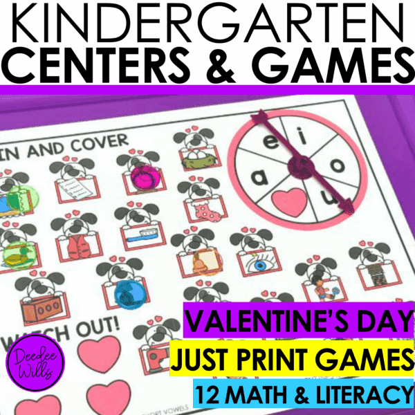 Valentines Day Thematic Literacy and Math Games and Center Activities