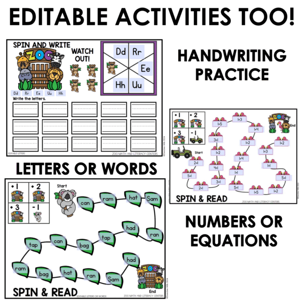 Zoo Phonics Literacy Games and Spring Math Centers for Kindergarten - Image 3