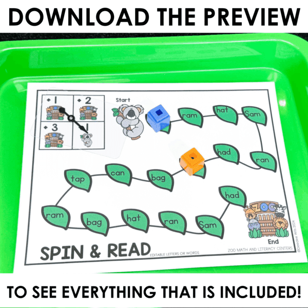 Zoo Phonics Literacy Games and Spring Math Centers for Kindergarten - Image 4
