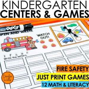 Fire Safety Kindergarten Centers ELA Math Activities & Games - Fire Safety Week
