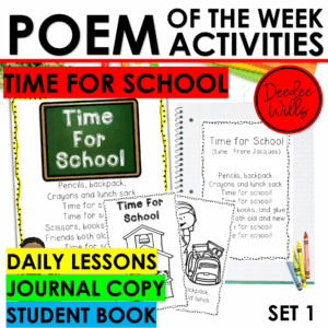 First Day of School Poem w Back to School Emergent Reader Activities Lesson Plan