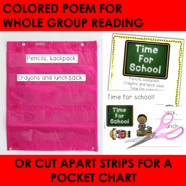 First Day of School Poem w Back to School Emergent Reader Activities Lesson Plan - Image 2
