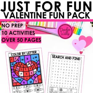 Valentine Day Fun Packet Dot to Dot Mazes Tracing February Color Activities