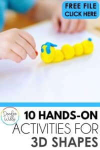 Ten hands-on 3D shapes activities for kindergarten, including a free shape flipbook. Build, sort, hunt, and eat your way through cubes, spheres, cones, and more.