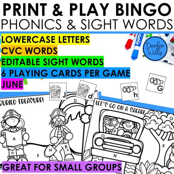 Camping Bingo & More Summer Bingo Games Letter ID CVC Words Editable Sight Words