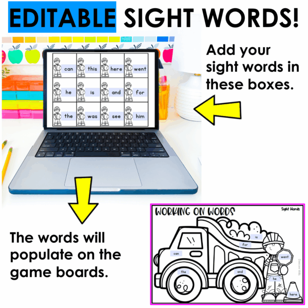 Camping Bingo & More Summer Bingo Games Letter ID CVC Words Editable Sight Words - Image 4