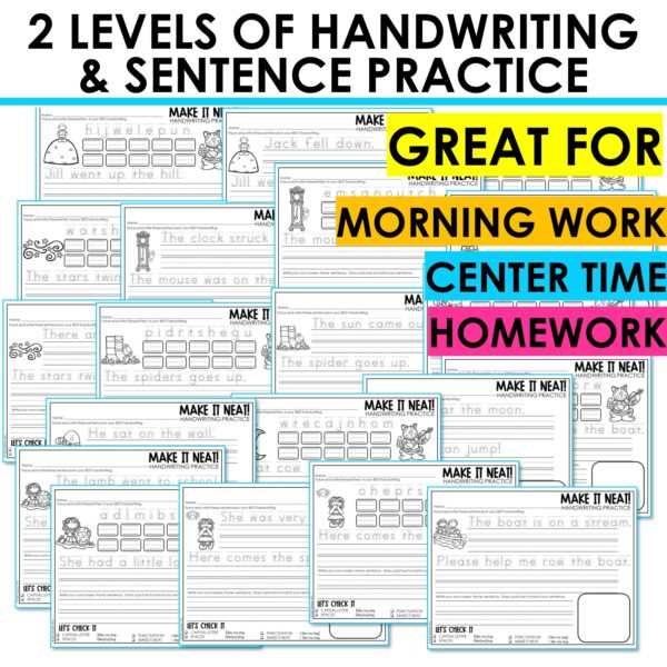 Nursery Rhymes Activities Handwriting Letter Tracing Sentence Writing Worksheets - Image 4