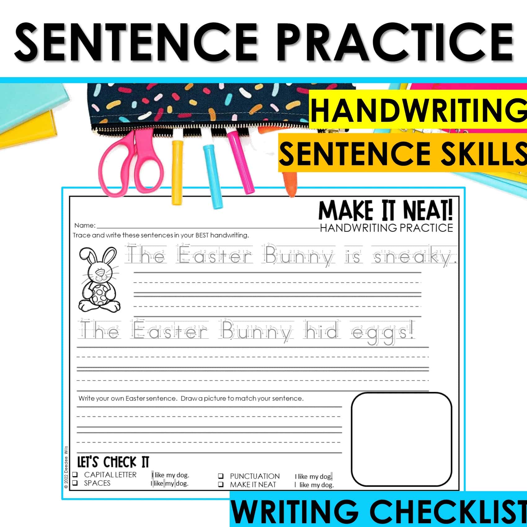 Easter Sentences Handwriting Worksheets w Letter Tracing and Sentence ...