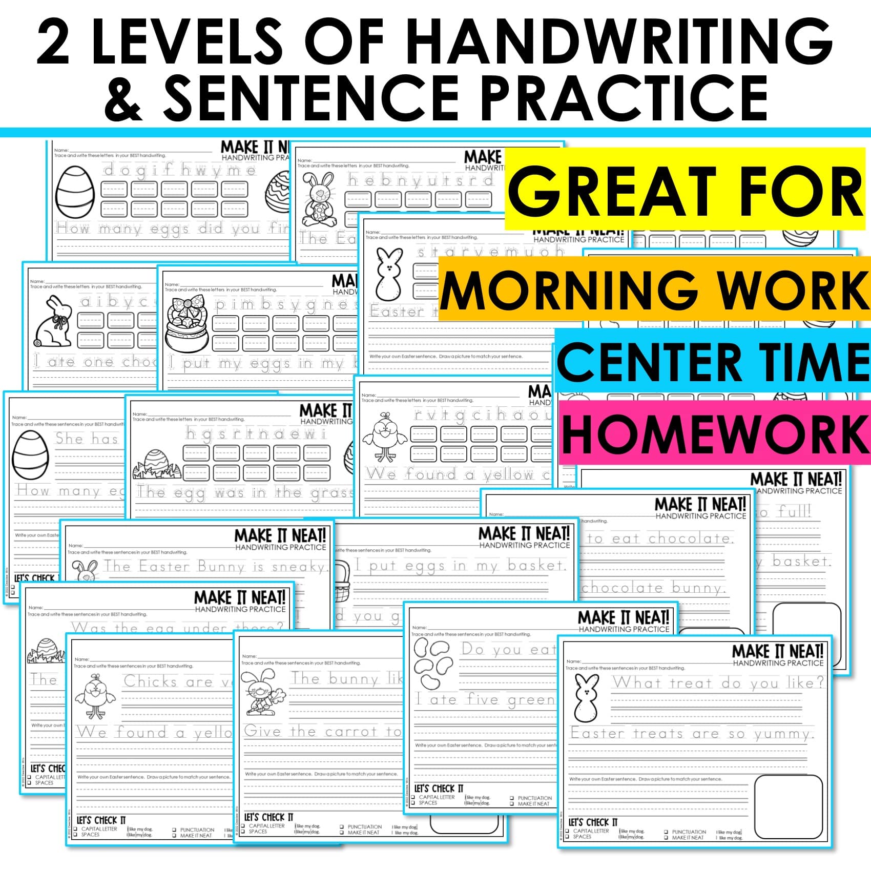 Easter Sentences Handwriting Worksheets w Letter Tracing and Sentence ...