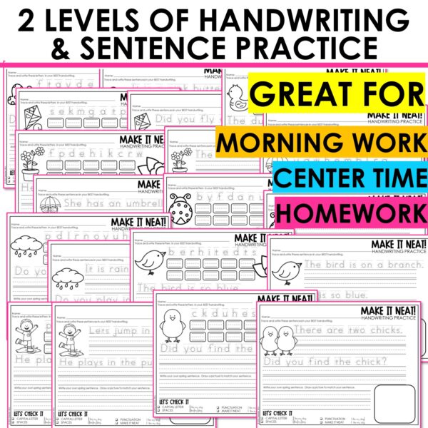 Spring Handwriting Practice Letter Tracing & Sentence Writing Phonics Worksheets - Image 4