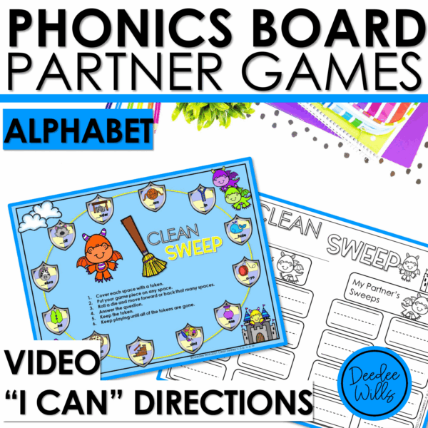 Letter Sound Fluency Alphabet Games Review Practice Phonics Partner Board Games