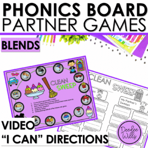 Consonant Blend Games Review Practice Board Games Literacy Phonics Partner Games