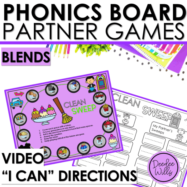 Consonant Blend Games Review Practice Board Games Literacy Phonics Partner Games