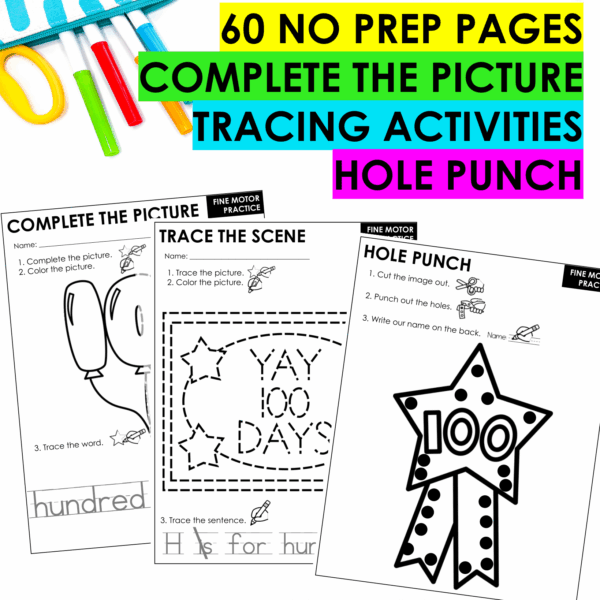 100th Day of School Fine Motor Activities Hands-On Task Cards & Printables - Image 3