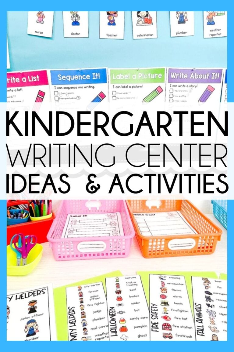 Writing center for kindergarten ideas and activities that actually work! Learn how to set up, organize, and run a writing center students love all year long.